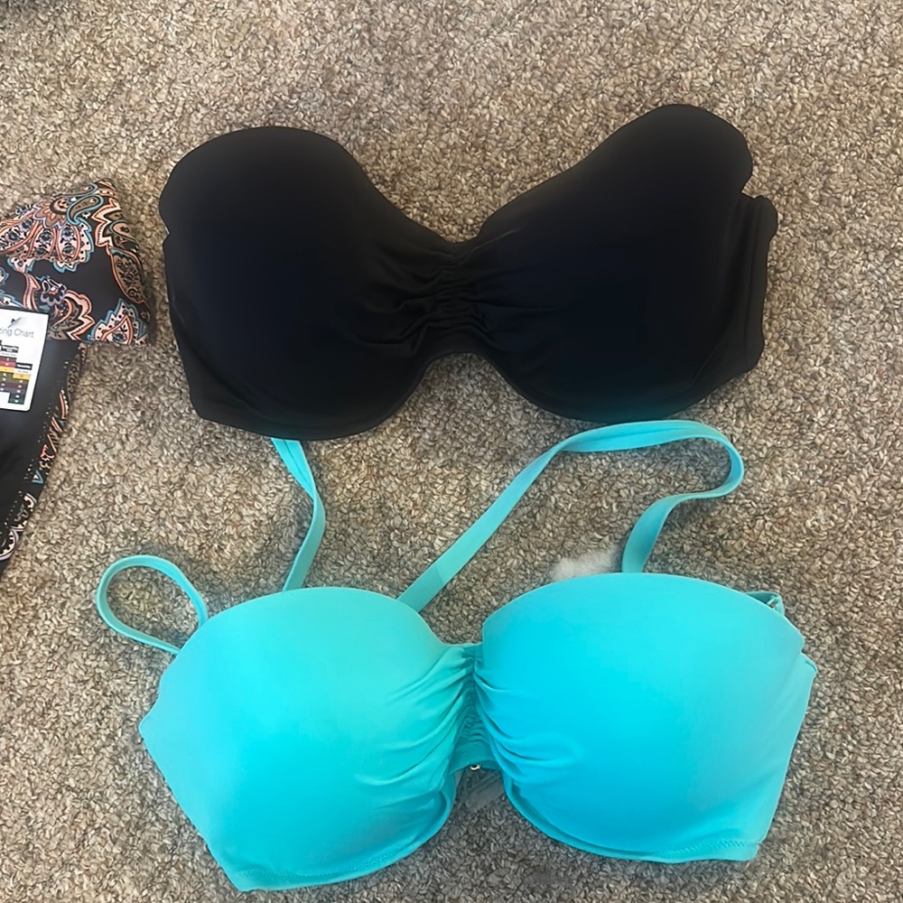 Black and Blue Women's Swim Top